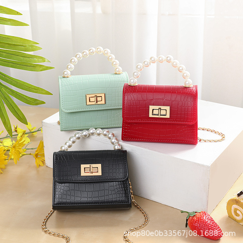 Women's PVC Jelly Crossbody Bag with Pearl Handle - Candy Colors