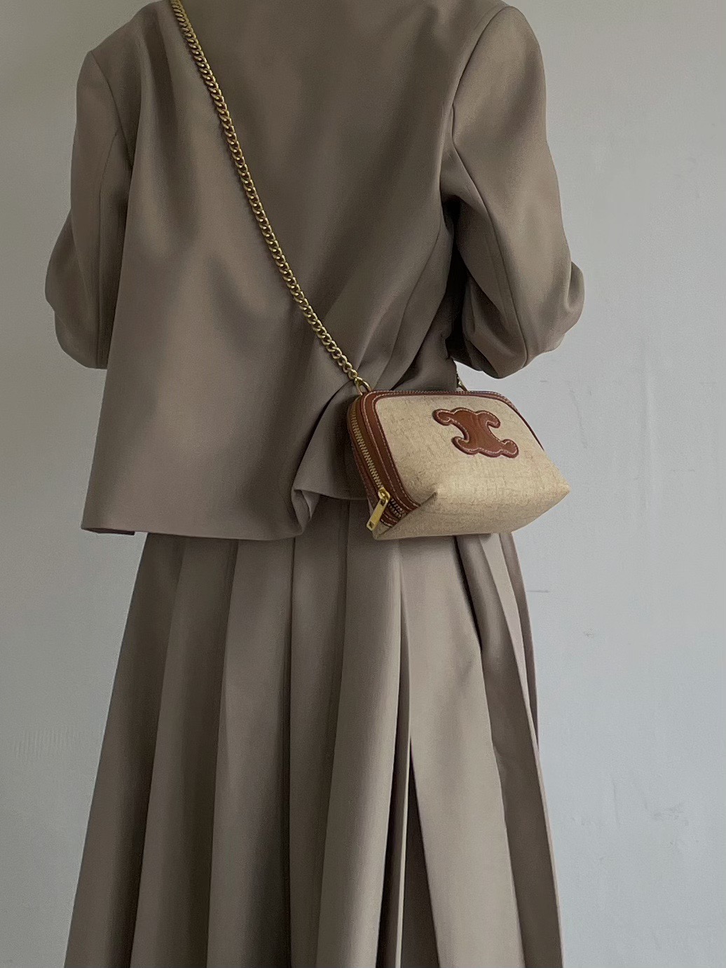Women's Genuine Leather Chain Shoulder Crossbody Mini Shell Bag