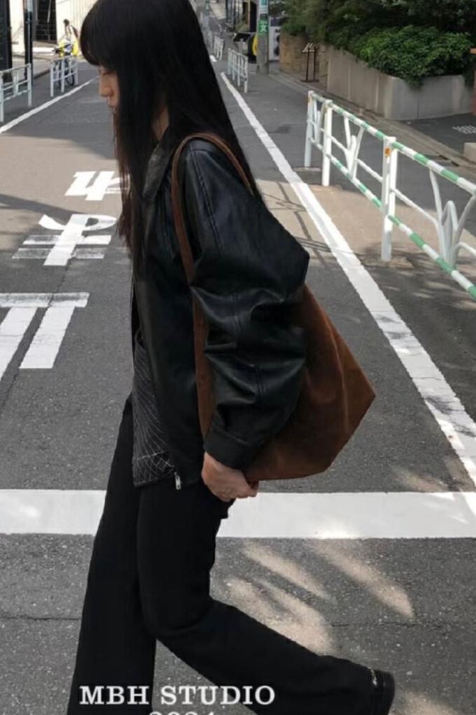 MBH Korean Suede Minimalist Large Tote Shoulder Bag for Fall Winter - Image 5