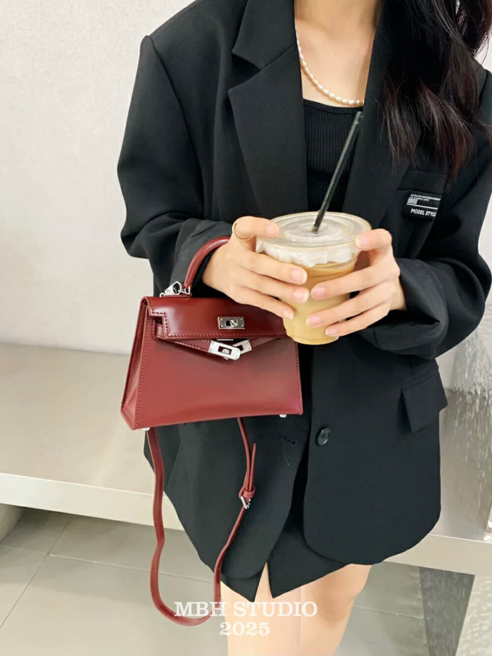 MBH Mini 19 Kelly Style Top Layer Cowhide Handbag Crossbody Bag with Shoulder Strap