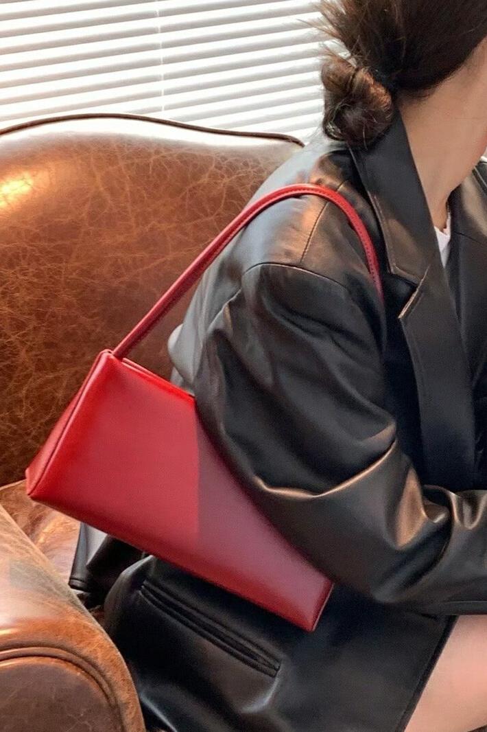 MBH Vegetable-Tanned Waxed Leather Baguette Bag Minimalist Versatile Niche Underarm Shoulder Bag with Strap - Image 5