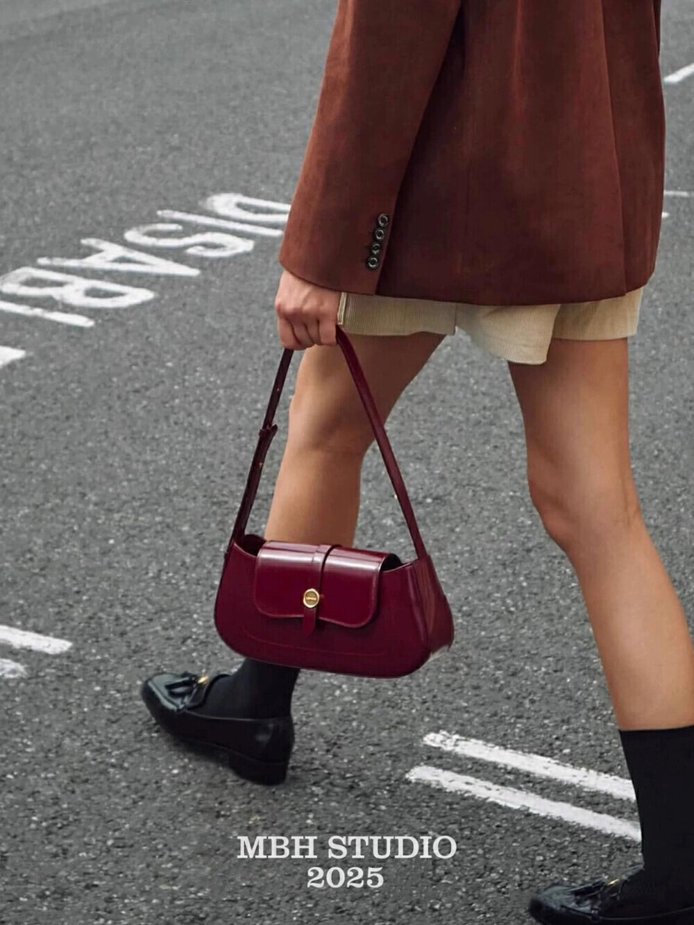 MBH Korean Lememe Vintage Minimalist Baguette Underarm Shoulder Bag