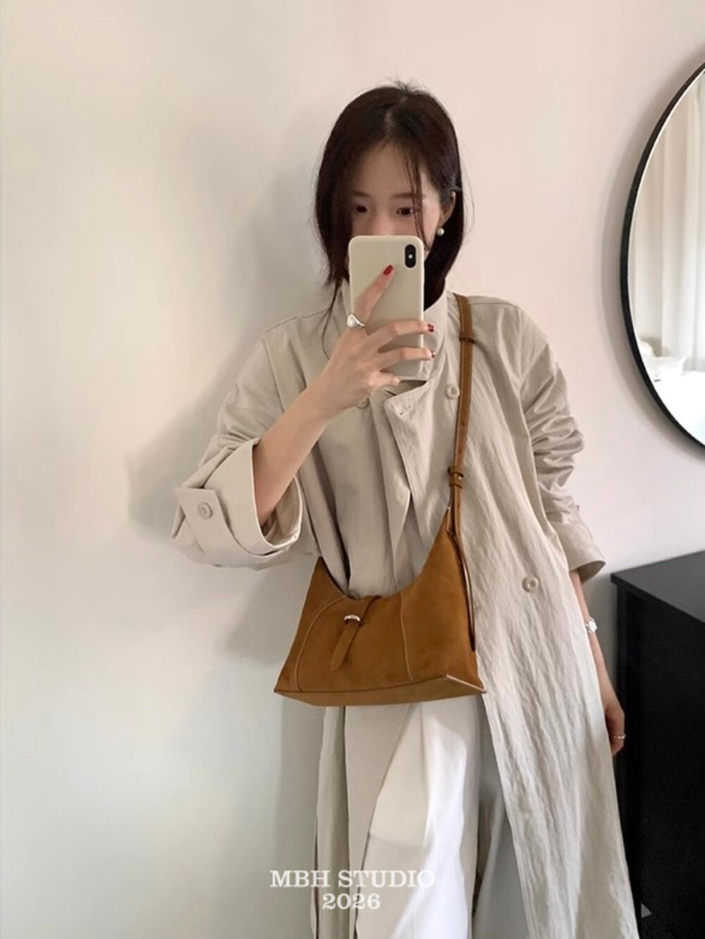MBH Top Grain Leather Designer Hobo Bag Minimalist Crescent Shoulder Bag - Image 4