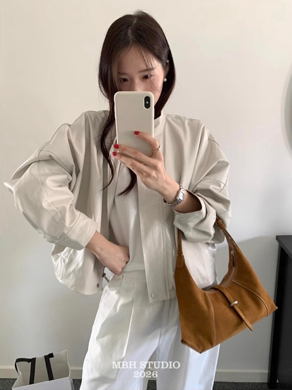 MBH Top Grain Leather Designer Hobo Bag Minimalist Crescent Shoulder Bag - Image 2